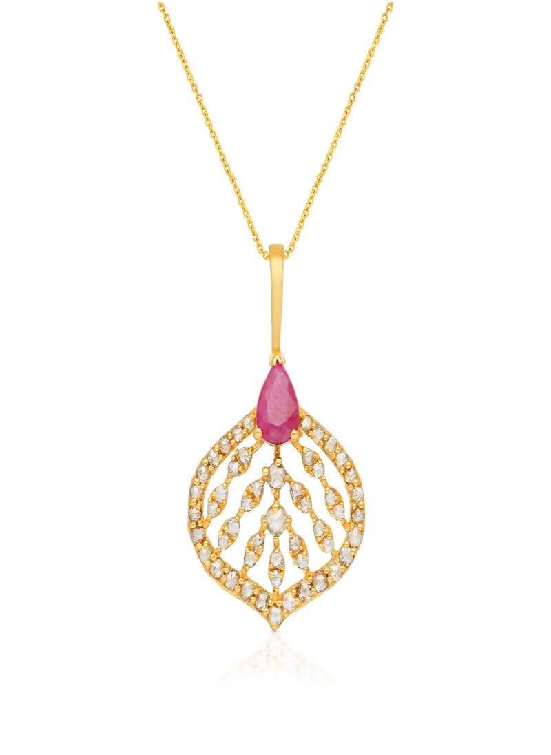 Malabar Gold and Diamonds 22 Carat 916 Purity Yellow Gold Uncut Diamond Pendant EGNREG508PN5_Y For Women  - Image 2