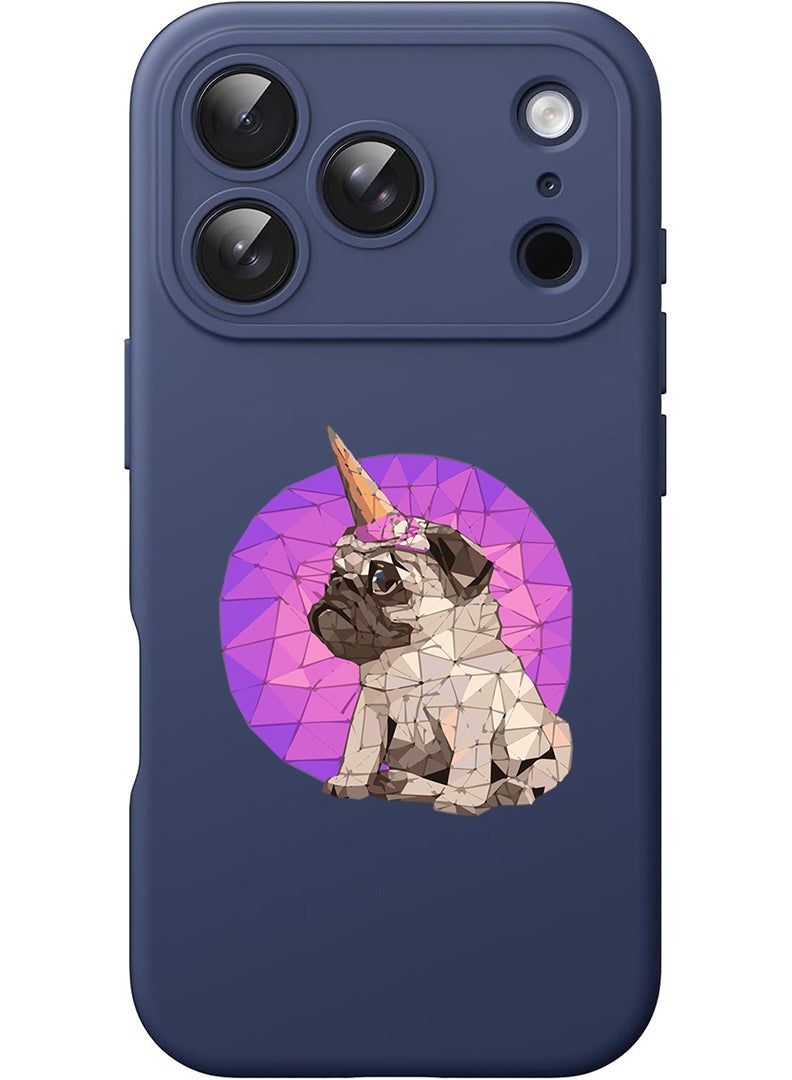 Theodor Protective Slim Fit Case Liquid Silicone Cover with Full Body Protection Anti-Scratch Shockproof Case For Apple iPhone 17 Pro (Blue) Puggy - Image 1