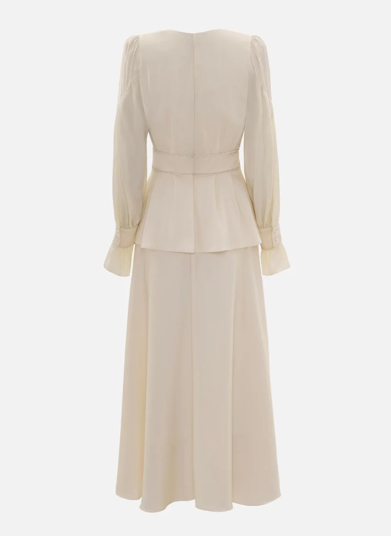 Lichi  Maxi dress with puff sleeves and pearl decoration for Women | Best Price UAE
