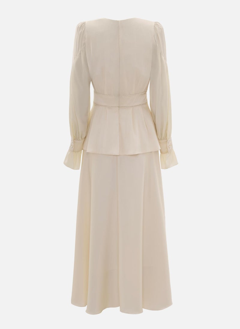 Lichi Maxi dress with puff sleeves and pearl decoration - Image 3