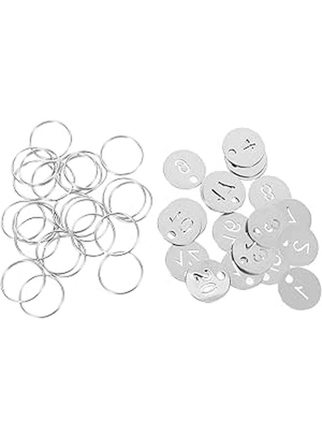 Stainless Steel Number Tags 20mm Round Hollowed Key Labels with Rings for Office Lockers - Image 1