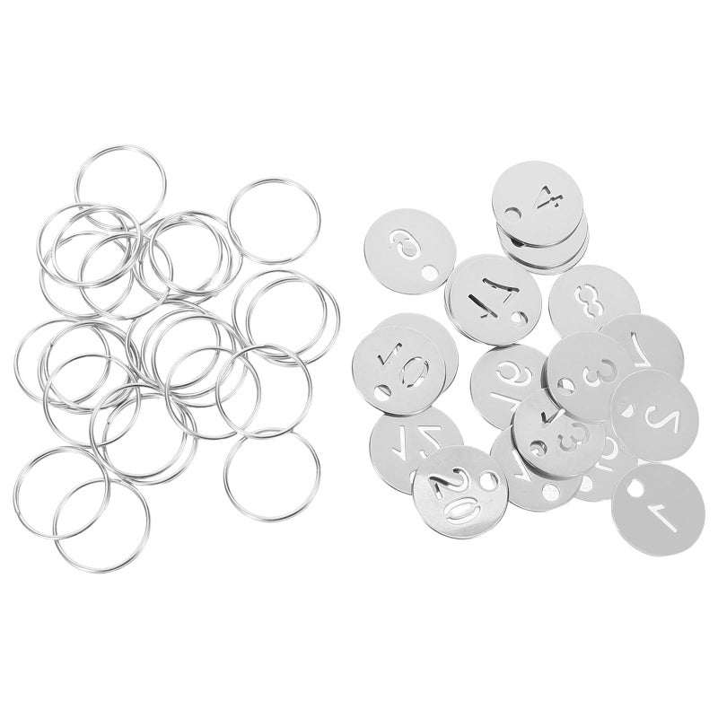 Stainless Steel Number Tags 20mm Round Hollowed Key Labels with Rings for Office Lockers - Image 2