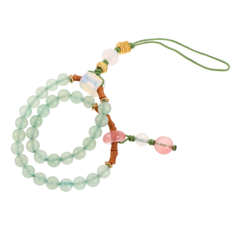 Beaded Phone Charm: Cellphone Lanyard Bracelet Wrist Strap Handmade Natural Beads Chain String For Phone Keychain Decoration - Image 1