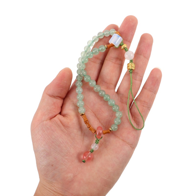 Beaded Phone Charm: Cellphone Lanyard Bracelet Wrist Strap Handmade Natural Beads Chain String For Phone Keychain Decoration - Image 2