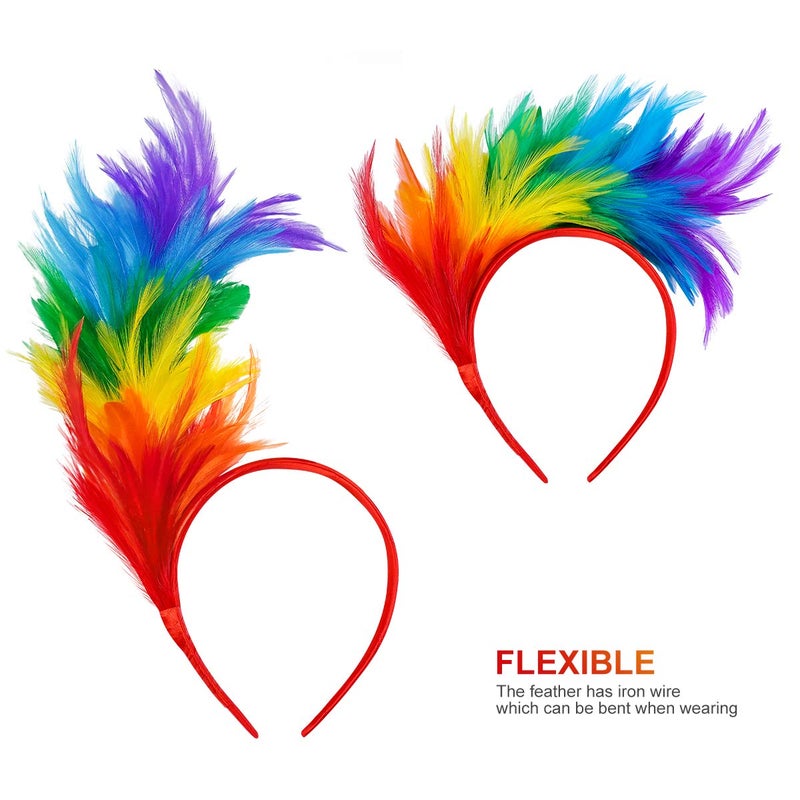 Lurrose Colorful Feather Headband Fascinator Headband Cosplay Hair Hoop Carnival Party Headdress for Easter Day - Image 2
