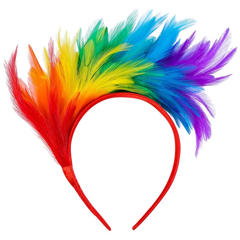 Lurrose Colorful Feather Headband Fascinator Headband Cosplay Hair Hoop Carnival Party Headdress for Easter Day - Image 1
