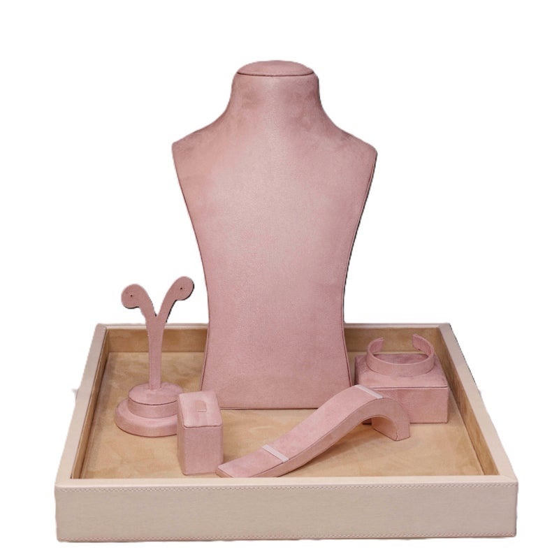 Lamsit Ibdaa Acrylic Jewellery Box with Leather Base & Necklace Display Stand – Premium Luxury Organizer Gift Box for Women – (Pink) - Image 1