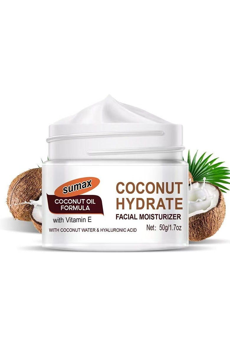 SUMAX Coconut Oil Formula Coconut Water Face Moisturizer, 1.7 Ounce Jar - Image 1