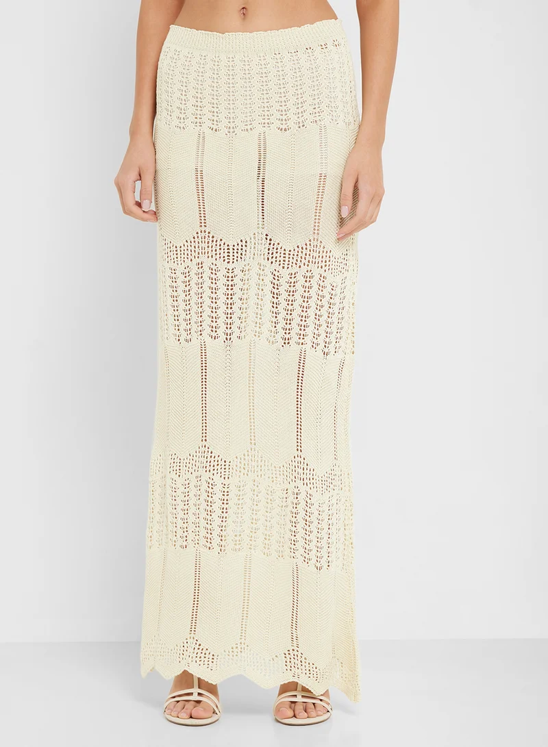 Ginger Halter Neck Knitted Crochet Top & Skirt Co-Ord Set