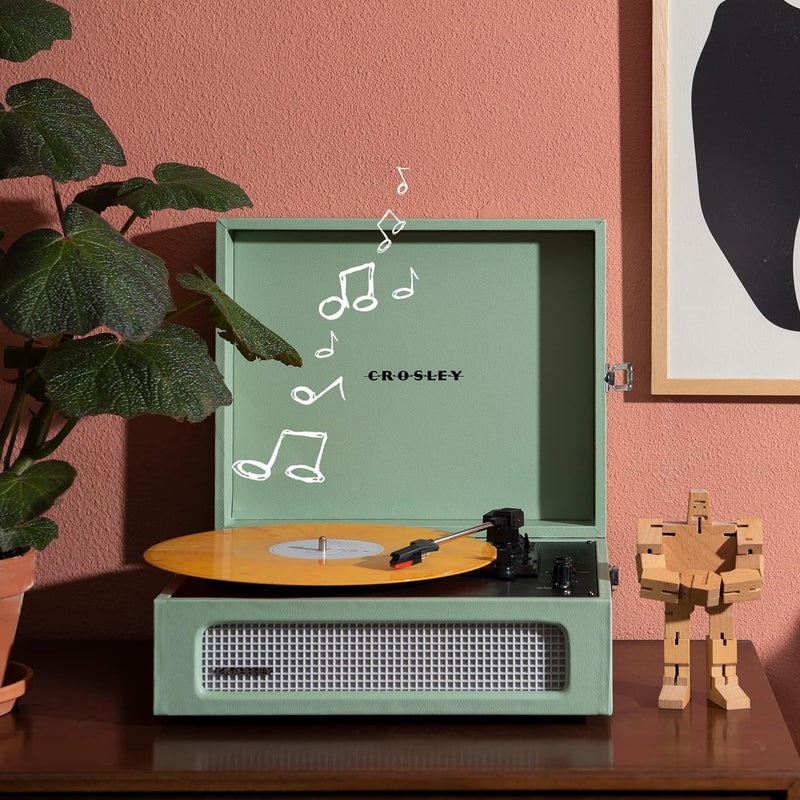 Crosley Voyager Portable Turntable - Bluetooth Record Player, 3-Speed Suitcase Vinyl Player, Home Turntables for Vinyl Records, Built in Stereo Speakers & Bluetooth Receiver, AUX Input, Sage - Image 2