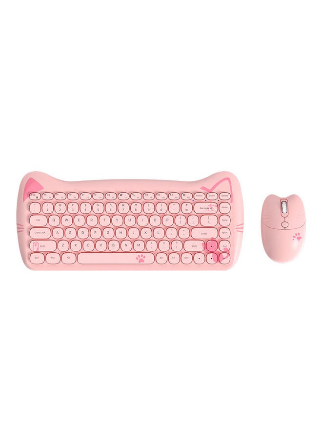 NIBEMINENT A3060 Portable Wireless Keyboard Mouse Combo Pink  - Image 1