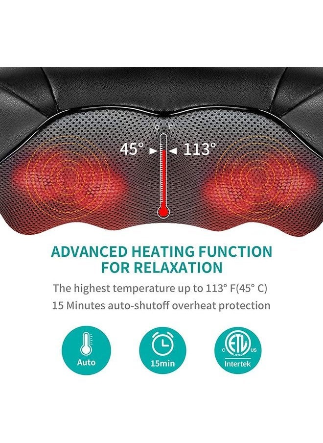Arabest Neck Back Massager, Shoulder Massager with Heat, Deep Tissue 3D Kneading Pressure Shiatsu Electric Massage for Muscle Pain for Office Chair Car & Home Use (Black)  - Image 3