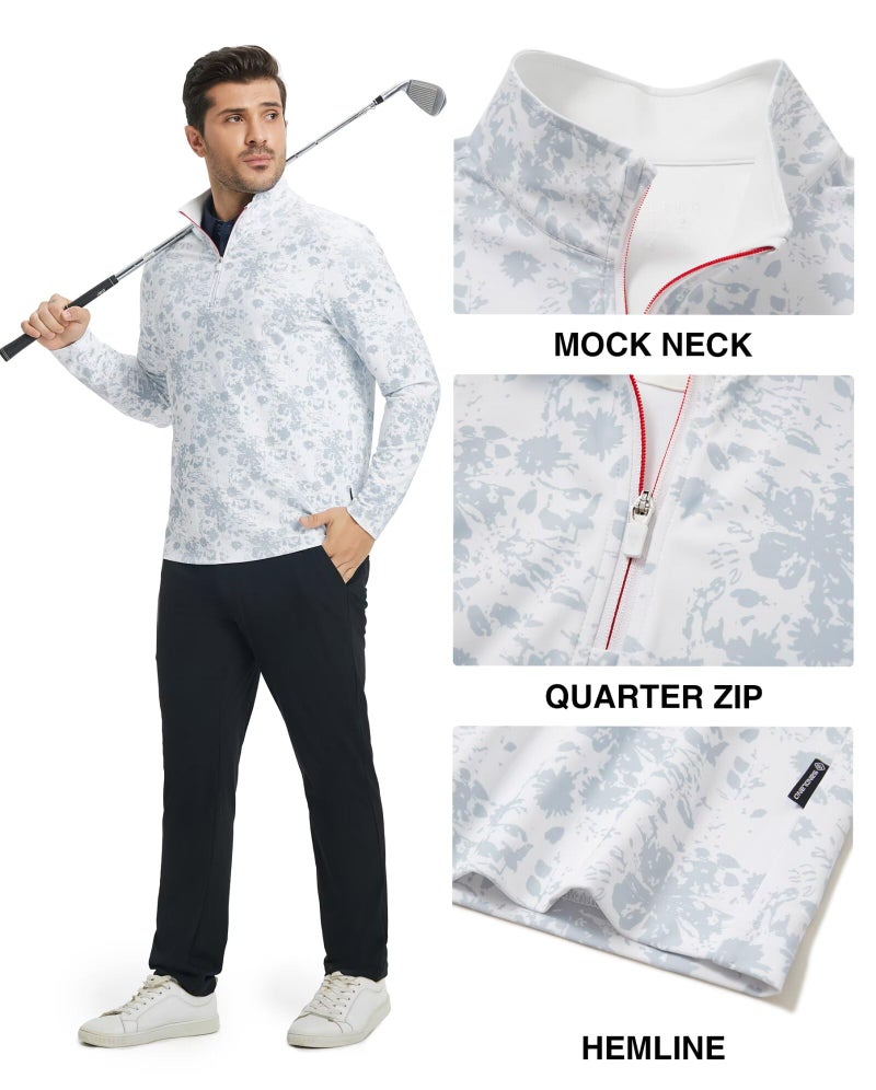 M MAELREG Quarter Zip Pullover Men Performance Dry Fit Heather Midlayer Casual Sports Golf Sweatshirts for Men - Image 3