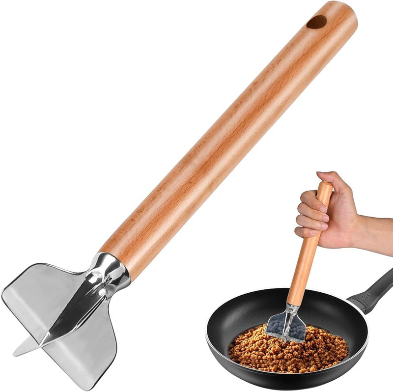ANZIUS Stainless Steel Meat Chopper, Stainless Steel Meat Masher, 11 Inch, Ground Beef Chopper Tool, Metal Meat Masher, Ground Meat Smasher, Hamburger Smasher Tool - Image 1