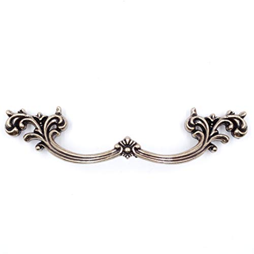 Jetland French Provincial Drawer Pulls - 4-Pack, Antique Brass, 4" Hole Centers, Vintage Shabby Chic Pulls for Dresser Nightstand Cabinet, PW1619ABR102 - Image 1