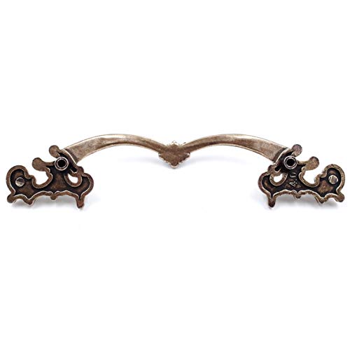 Jetland French Provincial Drawer Pulls - 4-Pack, Antique Brass, 4" Hole Centers, Vintage Shabby Chic Pulls for Dresser Nightstand Cabinet, PW1619ABR102 - Image 5