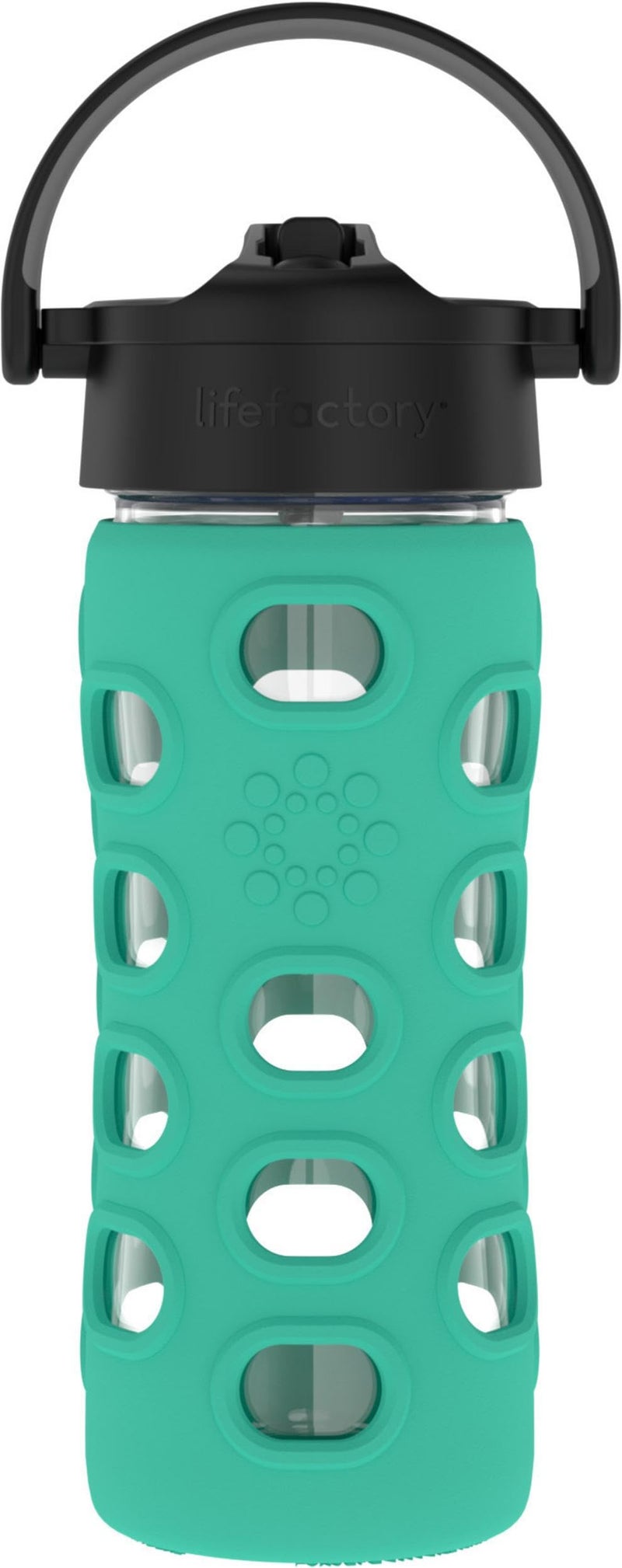 Lifefactory 12Ounce Glass Water Bottle with Pivot Straw Cap and Protective Silicone Sleeve Kale - Image 2