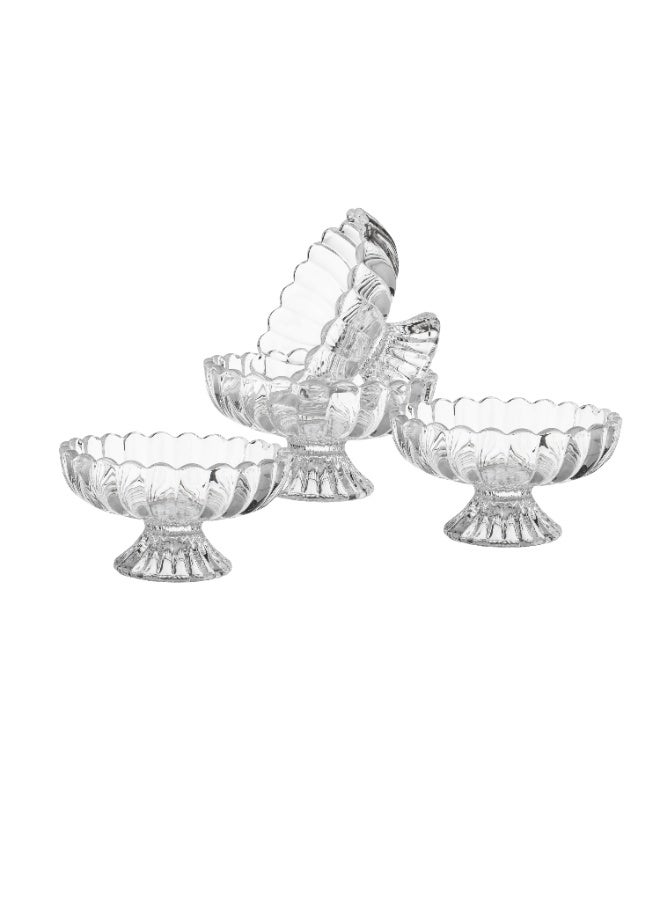 دانيا طقم أطباق وأوعية تقديم زجاجية متعددة الاستخدام للآيس كريم والمكسرات والفواكه شفاف 200 مل - Image 2