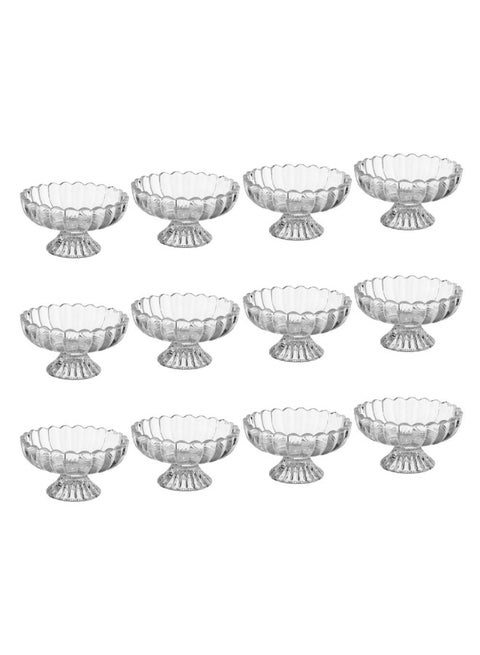 A set of multi-use glass serving plates and bowls for ice cream, nuts, and fruits Clear 200 ml
