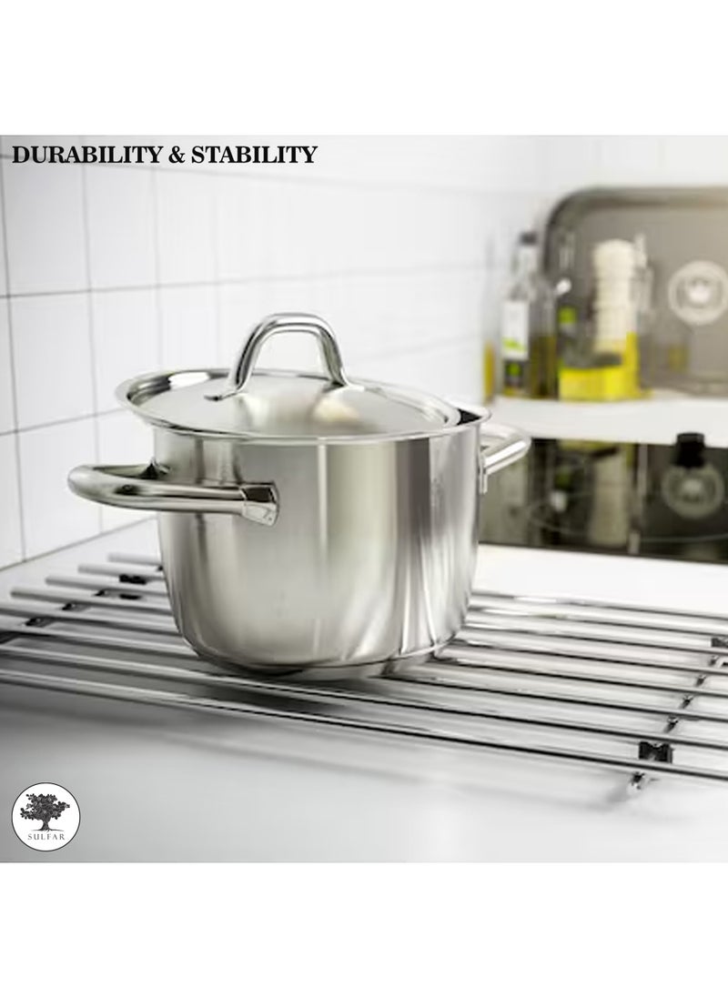 sulfar SS Big Hot Pot Stand for Kitchen Trivets for Hot Pots Vessel Stands Dining Table Stands for Hot Dishes (Silver) Design 1  - Image 4