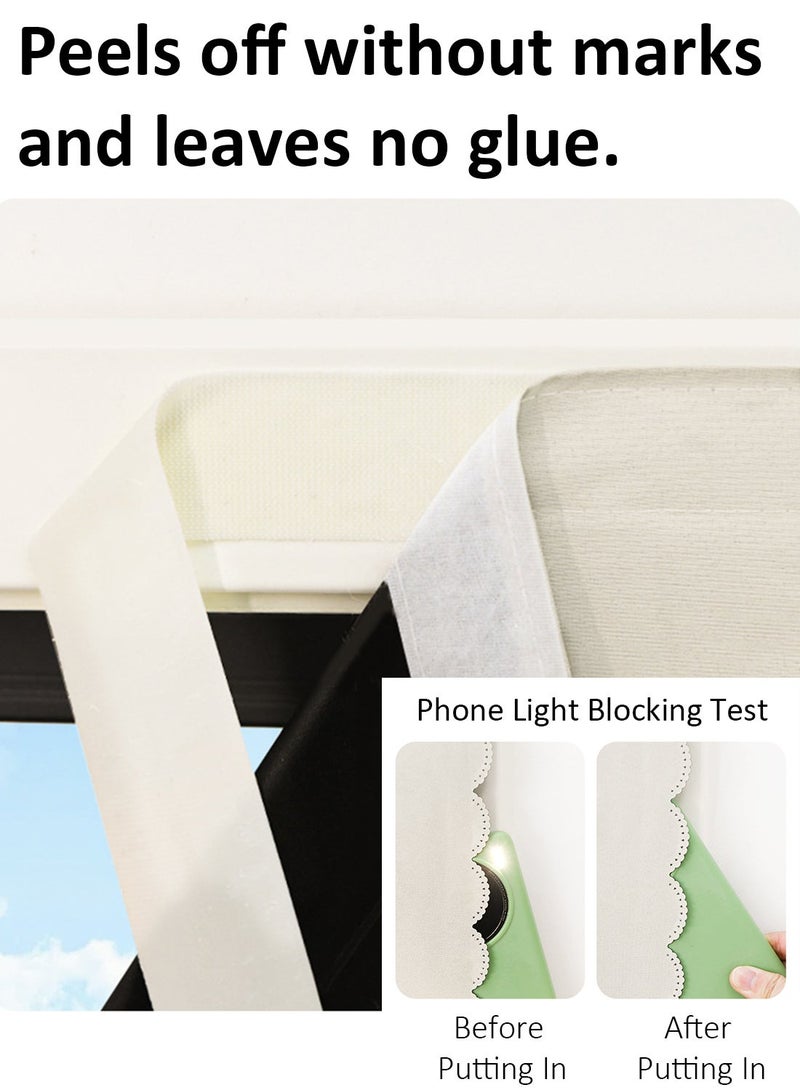 Velcro Curtains, No Drill Curtains, 100% Blackout, 1 Panel, Fits Windows 100–130 cm Wide (Beige W200 × H200 cm) - Image 3