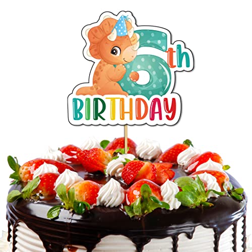 Festiko® Dino Theme Birthday Decoration,Dino Birthday Party Number Cake Topper,Dinosaur Party Decorations for Kids,Kids Birthday Decoration Item Six Number Cake Topper - Image 1