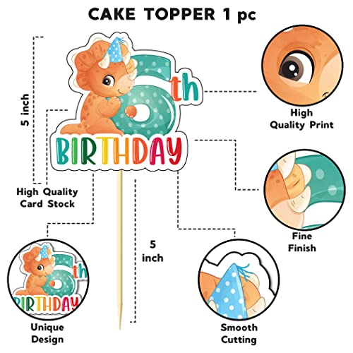 Festiko® Dino Theme Birthday Decoration,Dino Birthday Party Number Cake Topper,Dinosaur Party Decorations for Kids,Kids Birthday Decoration Item Six Number Cake Topper - Image 2