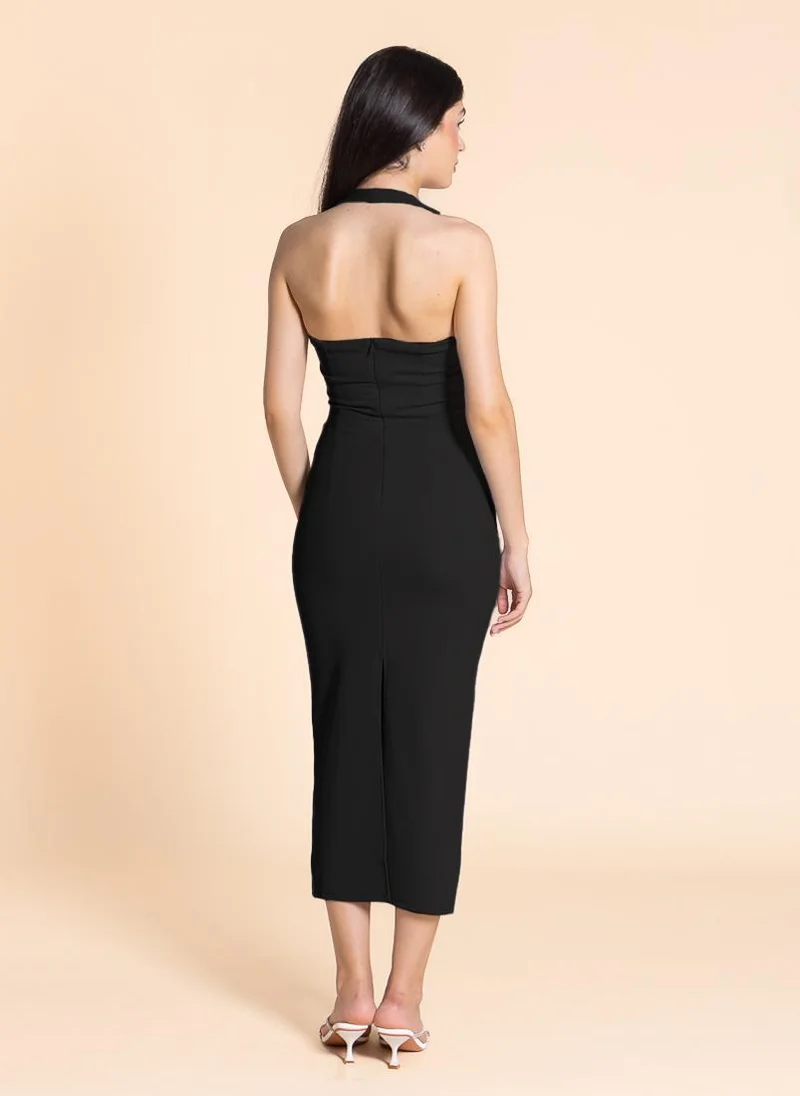SHAPES HALTER MIDI DRESS
