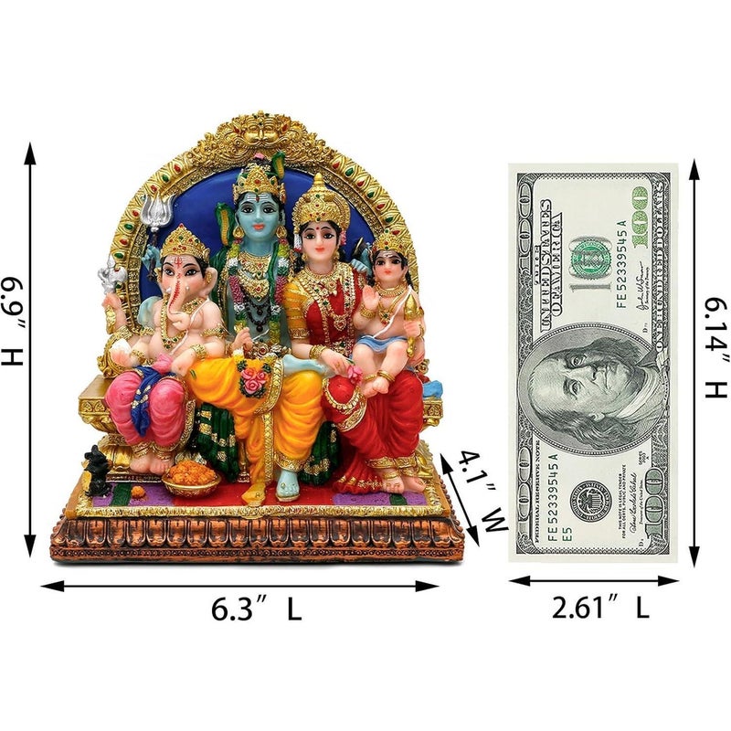 alikiki Hindu God Shiva Family Statue - 6.9" H Murti Shiva Family Diwali Gift Pooja Item Puja Gifts for Indian Friends Family Home Temple Office Mandir Altar Shine Yoga Meditation Room Decor - Image 3