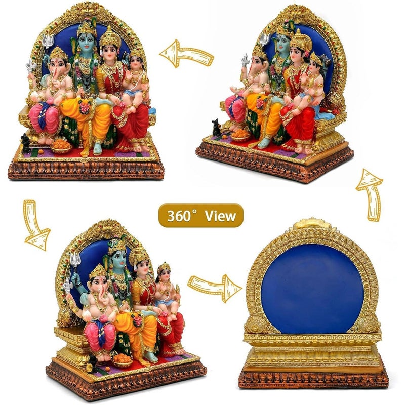 alikiki Hindu God Shiva Family Statue - 6.9" H Murti Shiva Family Diwali Gift Pooja Item Puja Gifts for Indian Friends Family Home Temple Office Mandir Altar Shine Yoga Meditation Room Decor - Image 2