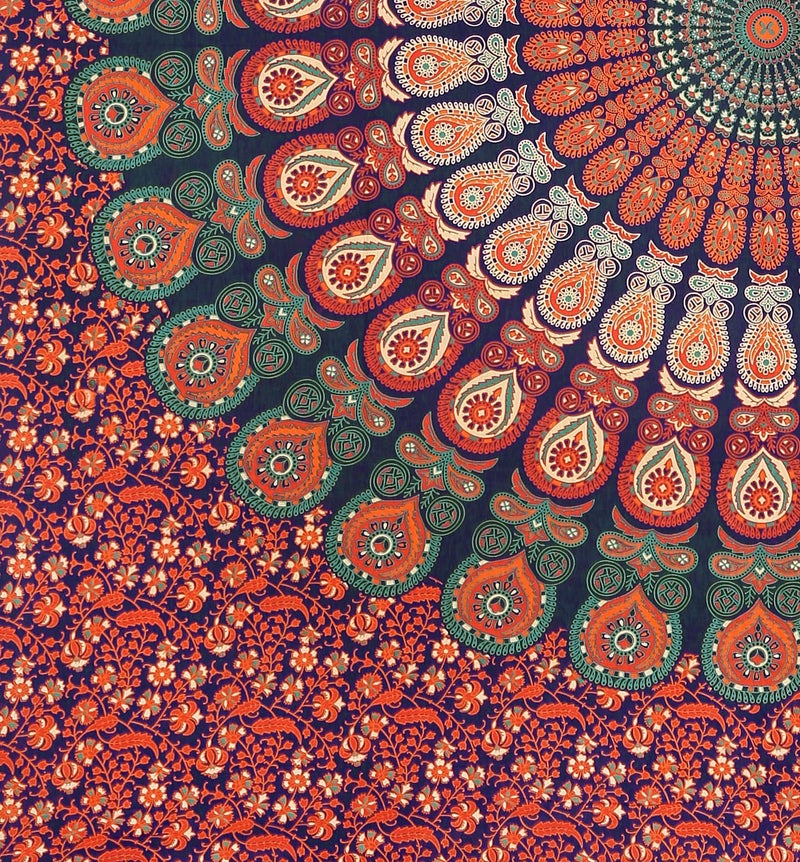 PURE COMFORT 100 Percent Cotton Mandala Print King Size Double Bedsheet with 2 Pillow Covers, Orange - Image 2