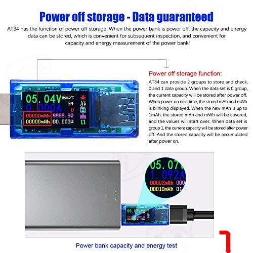 MakerHawk USB 3.0 Tester USB Power Meter 3.7-30V 0-4A Voltage Tester Multimeter USB Current Meter IPS Color Display Voltmeter Ammeter Charger Tester AT34 - Image 5