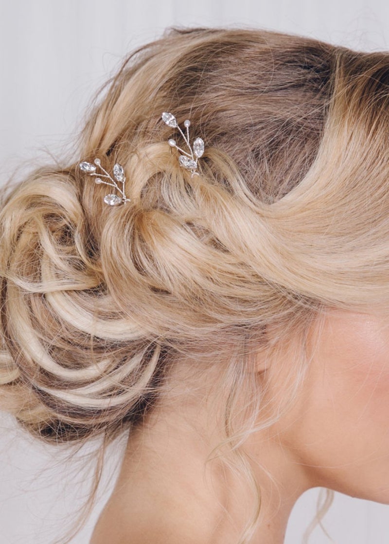 fxmimior 3 PCS Bridal Women Vintage Wedding Party Hair Pins Crystal Hair Accessories (silver) - Image 2