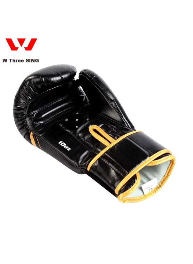 Nine Day Mountain Jiurishan Boxing Gloves, Adult Sanda Fighting Gloves, Punching Bag Compeion Fitness Training Equipment, Black And Gold, 12oz - Image 5