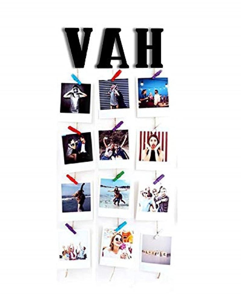 VAH Black Wood Polished Letter Photo Wall Hanging Decorative Alphabet with Clips (B) - Image 4
