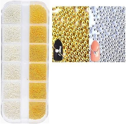 HMAA 1PC. Nail Art Decorations Palette Golden Silver Caviar Beads DIY Nail Art Accessories for Manicure - Image 1