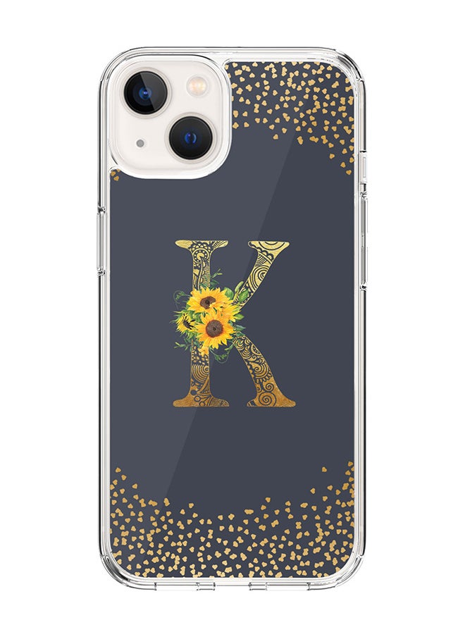 Stylizedd Classic Clear Case For iPhone 14 Plus, Hybrid Soft Case Thin Cover- Custom Monogram Initial Letter Mandala Floral Pattern Alphabet - K ( Grey)  - Image 1