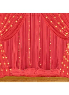 1iAM 1iAM 6pcs Red Decoration Net Light Combo 4pcs Large Stitched with Ribbon Nylon Made Reusable Soft Wrinkled Free 85x5ft Each Backdrop Net Curtains 2pcs 11m Long Rice Light for Party 