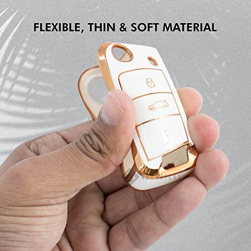 Shopoflux® TPU Key Cover Compatible with Skoda & Volkswagen Cars Kylaq | Slavia | Kushaq | Octavia | Virtus | Taigun | Tiguan | T ROC 3 Button Flip Key (Black + White Pack 2) - Image 5