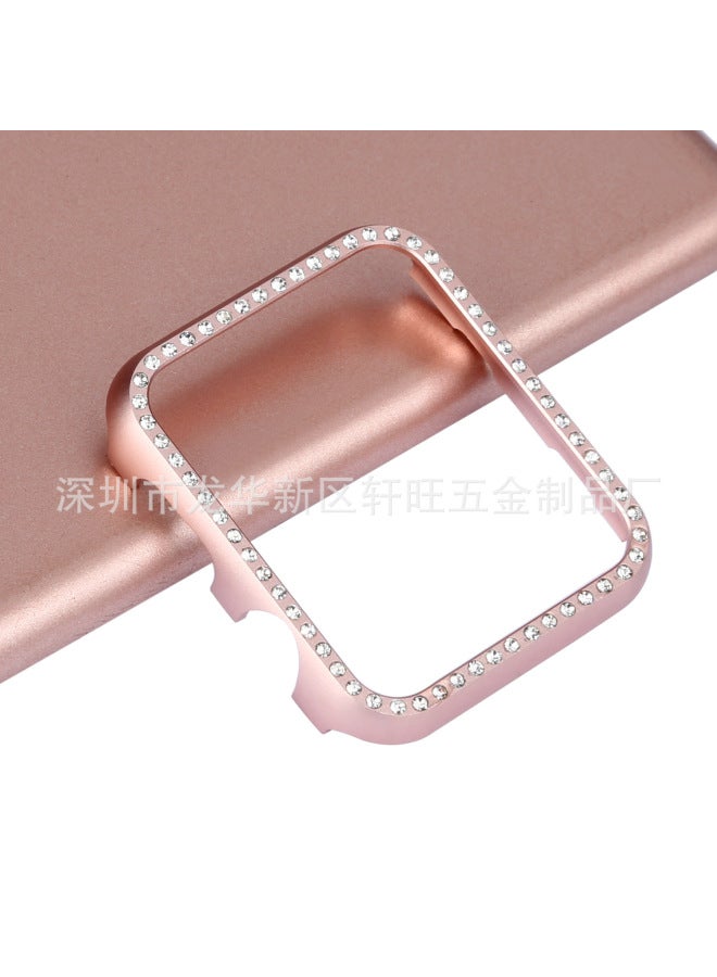 For Apple Watch Watch 234567 Generation SE Aluminum Frame Protective Case Diamond Watch Protective Case-Color:Silver-Exterior Dimension:41mm - Image 3