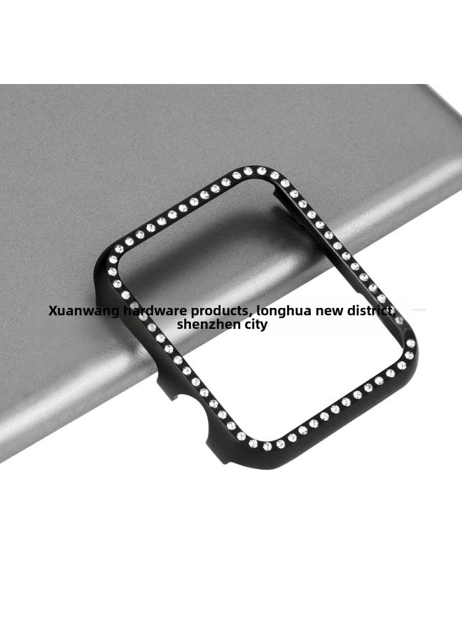 For Apple Watch Watch 234567 Generation SE Aluminum Frame Protective Case Diamond Watch Protective Case-Color:Silver-Exterior Dimension:41mm - Image 5