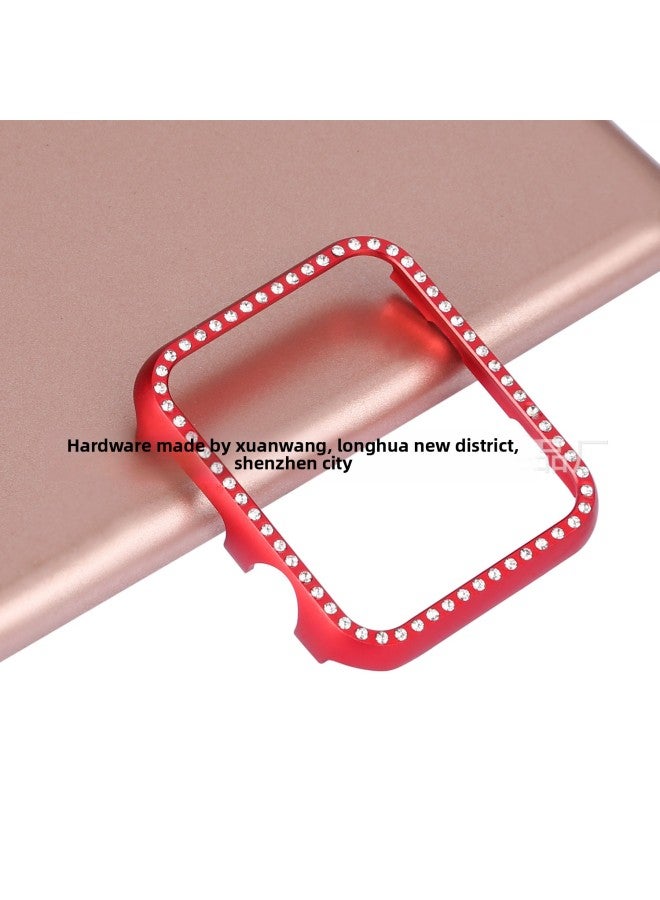 For Apple Watch Watch 234567 Generation SE Aluminum Frame Protective Case Diamond Watch Protective Case-Color:Silver-Exterior Dimension:41mm - Image 4