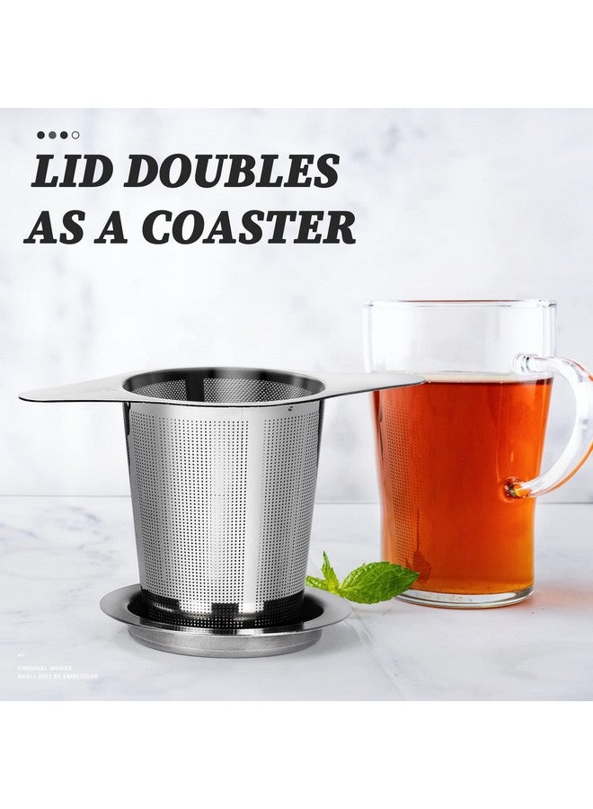 Yoassi Yoassi Extra Fine 18/8 Stainless Steel Tea Infuser Mesh Strainer with Large Capacity & Perfect Size Double Handles for Hanging on Teapots, Mugs, Cups to Steep Loose Leaf Tea and Coffee (2 Pack) - Image 4
