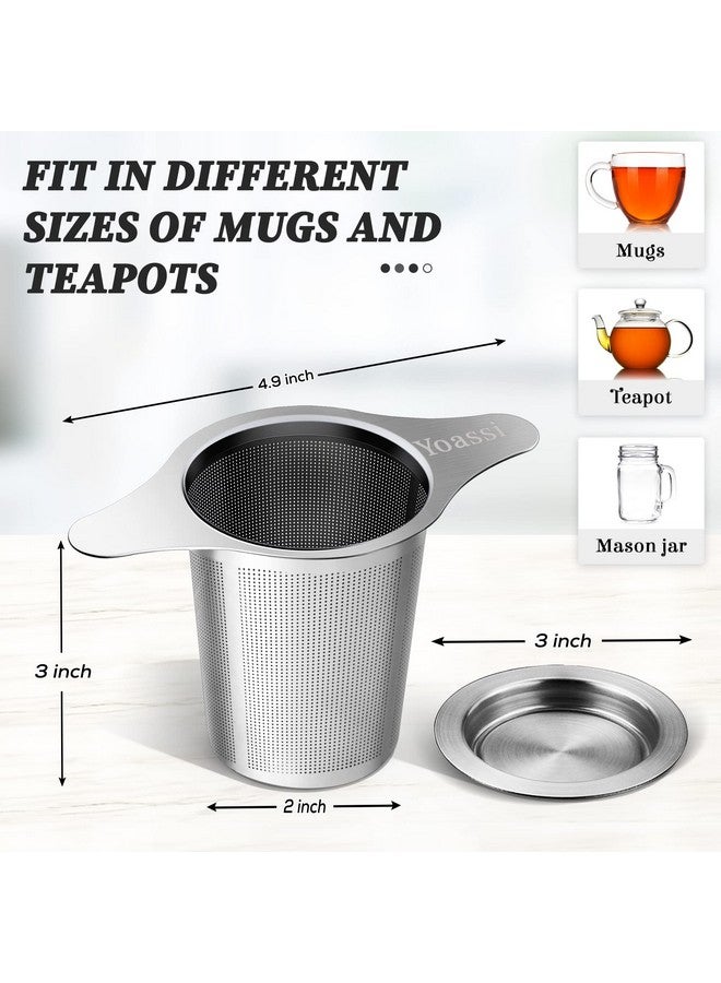 Yoassi Yoassi Extra Fine 18/8 Stainless Steel Tea Infuser Mesh Strainer with Large Capacity & Perfect Size Double Handles for Hanging on Teapots, Mugs, Cups to Steep Loose Leaf Tea and Coffee (2 Pack) - Image 5