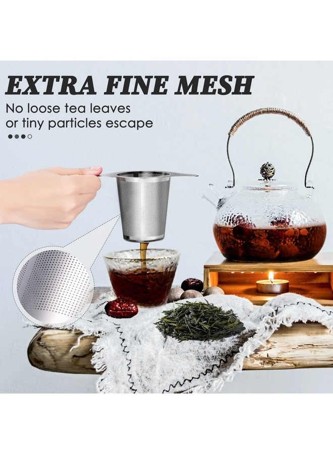 Yoassi Yoassi Extra Fine 18/8 Stainless Steel Tea Infuser Mesh Strainer with Large Capacity & Perfect Size Double Handles for Hanging on Teapots, Mugs, Cups to Steep Loose Leaf Tea and Coffee (2 Pack) - Image 2
