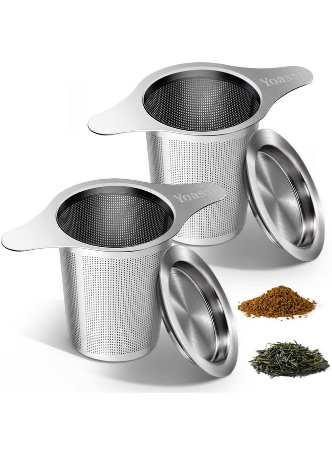 Yoassi Yoassi Extra Fine 18/8 Stainless Steel Tea Infuser Mesh Strainer with Large Capacity & Perfect Size Double Handles for Hanging on Teapots, Mugs, Cups to Steep Loose Leaf Tea and Coffee (2 Pack) - Image 1