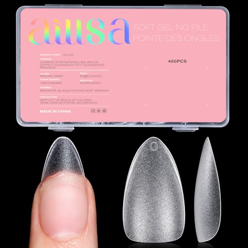 AILLSA Medium Almond Nail Tips 450PCS Full Cover Clear Acrylic Nail Tips Double-Sided Matte No Need Base Coat Press on Fake Nails Tips for Extension False Nails DIY Salon 15 Sizes - Image 1