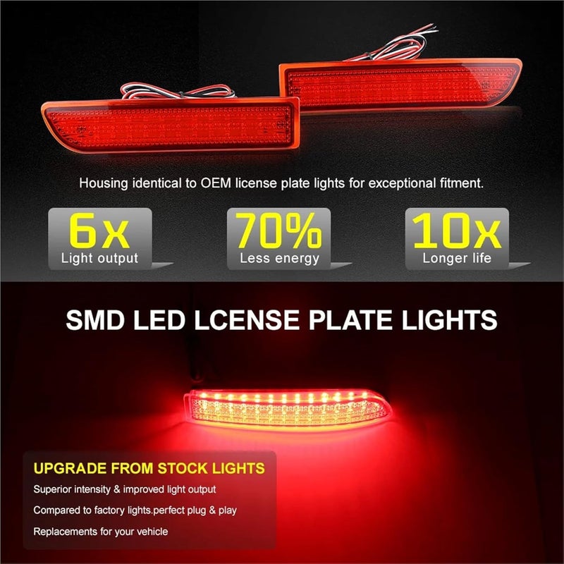 2pc LED Rear Bumper Reflector Brake Stop Lights Compatible With Toyota RAV4 2006 2007 2008 2009 2010 2011 2012/ PREVIA Alphard 2010-2012(2pcs RED LENS) - Image 4