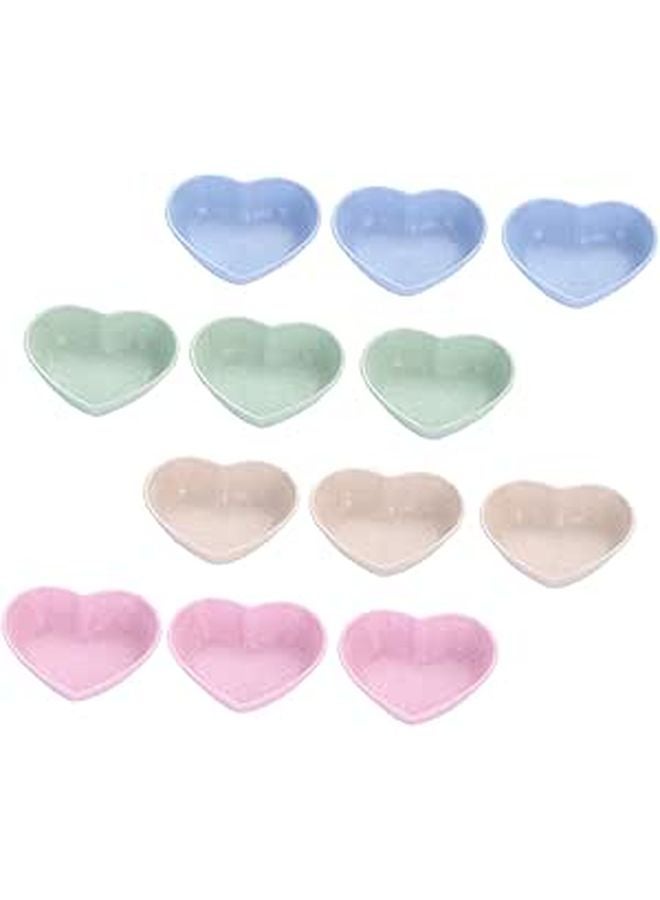 12 Pcs Heart Shaped Unbreakable Dipping Bowls For Sauces Condiments Appetizers - Image 1