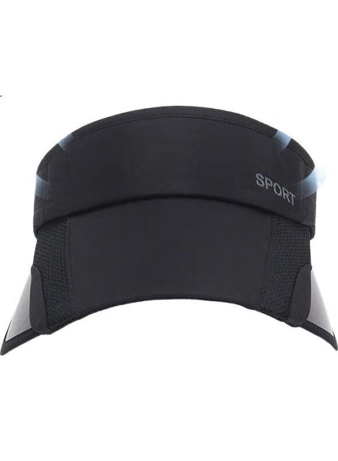 Yaphtes Sun Hat For Men And Women, Summer Visor Running Cap, Outdoor Wide Brim Sun Hat, Adjustable Sun Protection Sports Cap, Black - Image 1